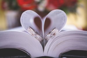 pages of a book folded into the shape of a heart