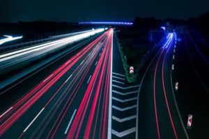 Nighttime traffic time lapse photo